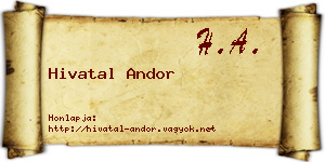 Hivatal Andor névjegykártya